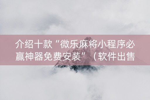 介绍十款“微乐麻将小程序必赢神器免费安装”（软件出售)