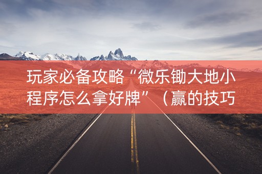 玩家必备攻略“微乐锄大地小程序怎么拿好牌”（赢的技巧规律)