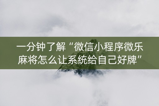一分钟了解“微信小程序微乐麻将怎么让系统给自己好牌”（小程序必赢神器)