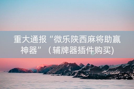 重大通报“微乐陕西麻将助赢神器”（辅牌器插件购买)