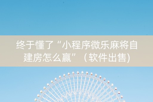 终于懂了“小程序微乐麻将自建房怎么赢”（软件出售)