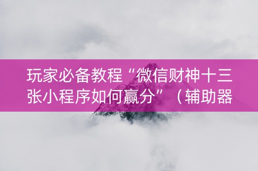 玩家必备教程“微信财神十三张小程序如何赢分”（辅助器插件)