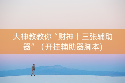 大神教教你“财神十三张辅助器”（开挂辅助器脚本)