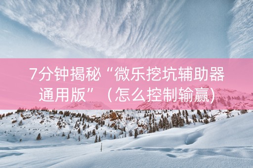 7分钟揭秘“微乐挖坑辅助器通用版”（怎么控制输赢)