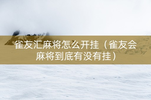 雀友汇麻将怎么开挂（雀友会麻将到底有没有挂）