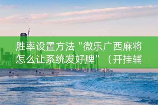胜率设置方法“微乐广西麻将怎么让系统发好牌”（开挂辅助脚本)