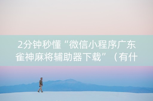 2分钟秒懂“微信小程序广东雀神麻将辅助器下载”（有什么规律)