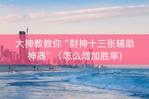 大神教教你“财神十三张辅助神器”（怎么增加胜率)