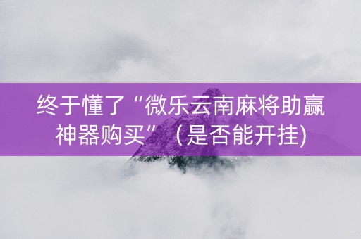 终于懂了“微乐云南麻将助赢神器购买”（是否能开挂)