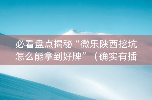 必看盘点揭秘“微乐陕西挖坑怎么能拿到好牌”（确实有插件吗)