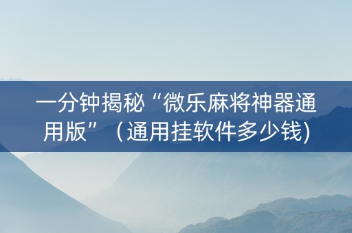 一分钟揭秘“微乐麻将神器通用版”（通用挂软件多少钱)