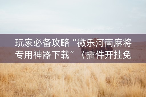 玩家必备攻略“微乐河南麻将专用神器下载”（插件开挂免费AI)