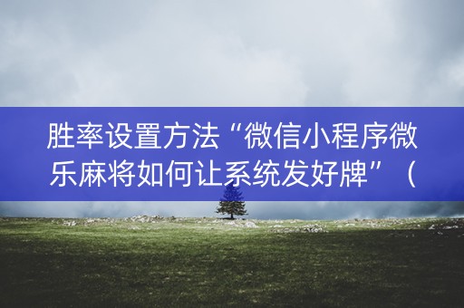 胜率设置方法“微信小程序微乐麻将如何让系统发好牌”（胜负规律拿好牌)