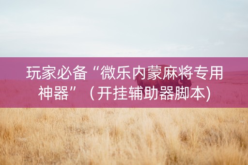 玩家必备“微乐内蒙麻将专用神器”（开挂辅助器脚本)