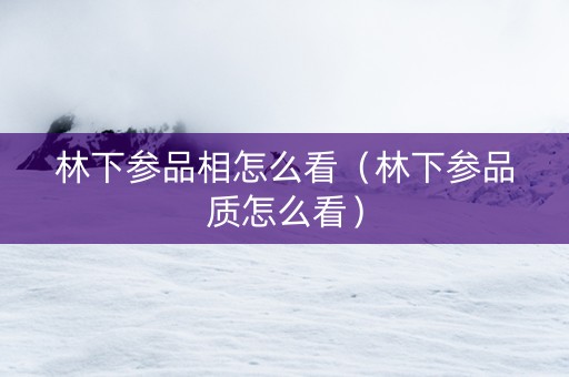 林下参品相怎么看（林下参品质怎么看）