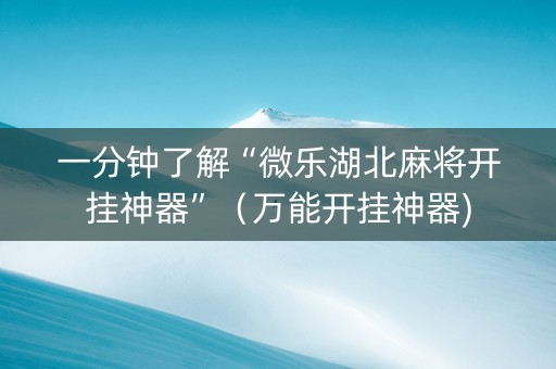 一分钟了解“微乐湖北麻将开挂神器”（万能开挂神器)