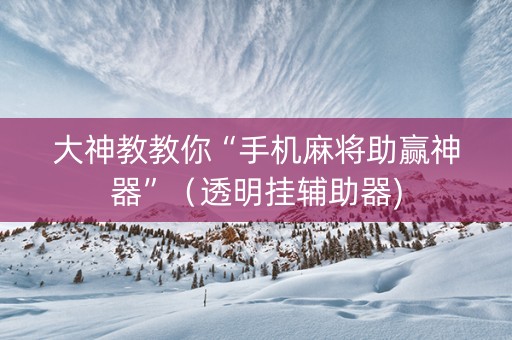大神教教你“手机麻将助赢神器”（透明挂辅助器)