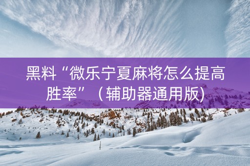 黑料“微乐宁夏麻将怎么提高胜率”（辅助器通用版)