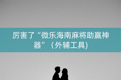 厉害了“微乐海南麻将助赢神器”（外辅工具)