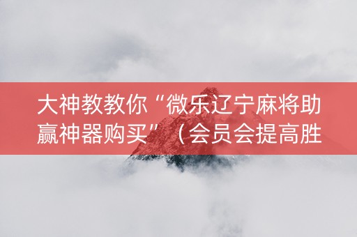 大神教教你“微乐辽宁麻将助赢神器购买”（会员会提高胜率吗)