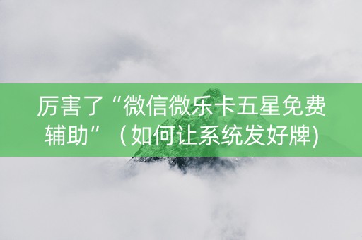 厉害了“微信微乐卡五星免费辅助”（如何让系统发好牌)