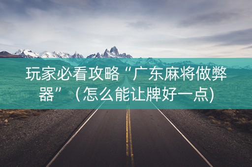 玩家必看攻略“广东麻将做弊器”（怎么能让牌好一点)