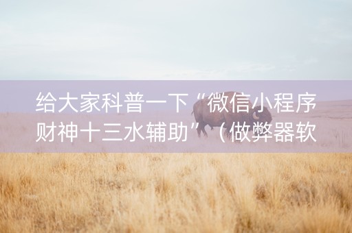 给大家科普一下“微信小程序财神十三水辅助”（做弊器软件下载)