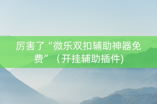 厉害了“微乐双扣辅助神器免费”（开挂辅助插件)