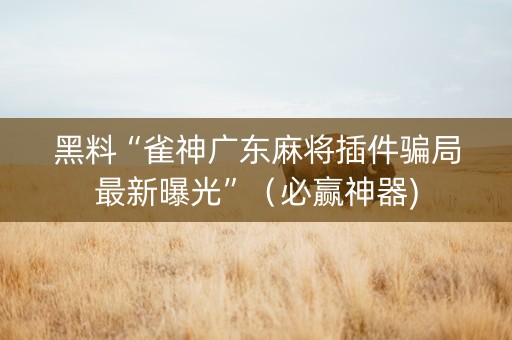 黑料“雀神广东麻将插件骗局最新曝光”（必赢神器)