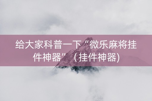 给大家科普一下“微乐麻将挂件神器”（挂件神器)