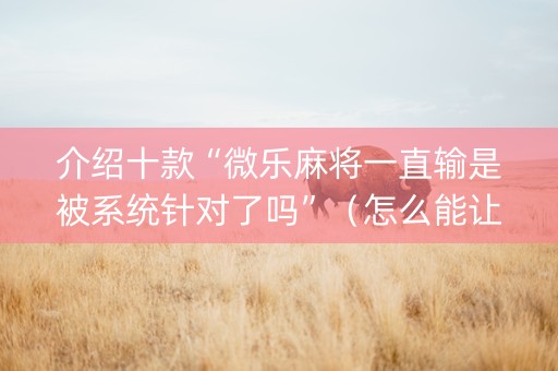 介绍十款“微乐麻将一直输是被系统针对了吗”（怎么能让牌好一点)