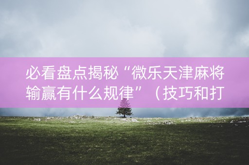 必看盘点揭秘“微乐天津麻将输赢有什么规律”（技巧和打好牌方法)