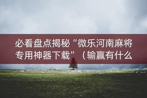 必看盘点揭秘“微乐河南麻将专用神器下载”（输赢有什么规律)