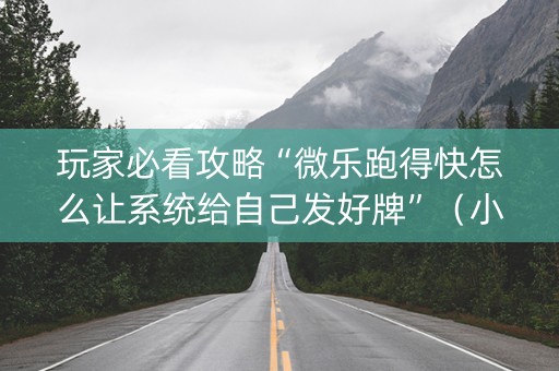 玩家必看攻略“微乐跑得快怎么让系统给自己发好牌”（小程序控牌器)
