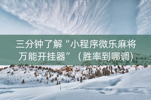 三分钟了解“小程序微乐麻将万能开挂器”（胜率到哪调)