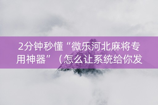 2分钟秒懂“微乐河北麻将专用神器”（怎么让系统给你发好牌)
