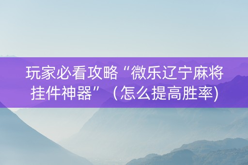 玩家必看攻略“微乐辽宁麻将挂件神器”（怎么提高胜率)