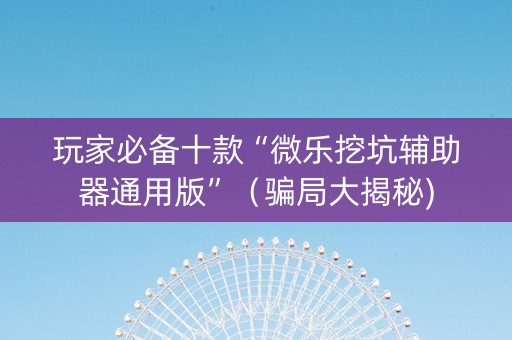 玩家必备十款“微乐挖坑辅助器通用版”（骗局大揭秘)