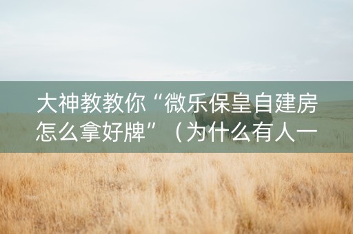 大神教教你“微乐保皇自建房怎么拿好牌”（为什么有人一直赢)