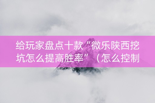 给玩家盘点十款“微乐陕西挖坑怎么提高胜率”（怎么控制输赢)
