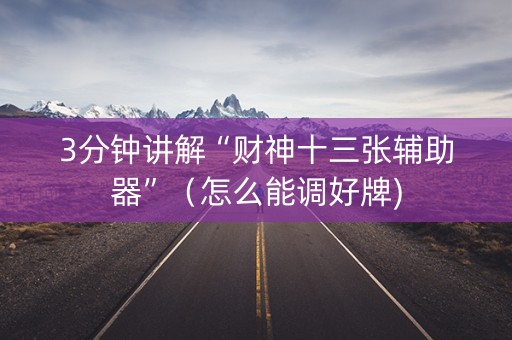 3分钟讲解“财神十三张辅助器”（怎么能调好牌)