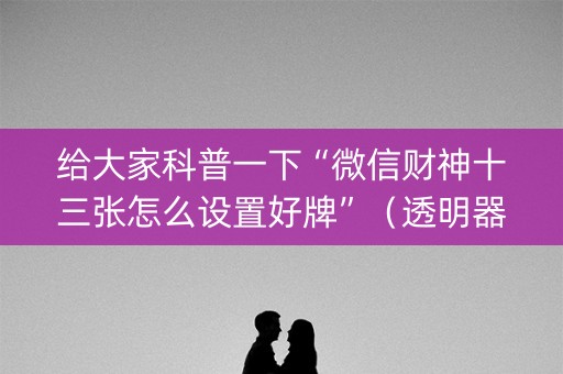 给大家科普一下“微信财神十三张怎么设置好牌”（透明器教程)
