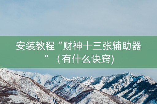 安装教程“财神十三张辅助器”（有什么诀窍)