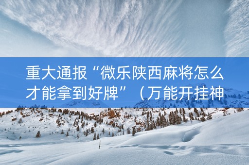 重大通报“微乐陕西麻将怎么才能拿到好牌”（万能开挂神器)