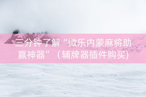 三分钟了解“微乐内蒙麻将助赢神器”（辅牌器插件购买)