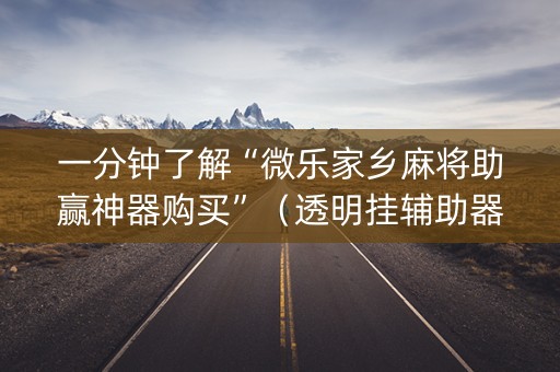 一分钟了解“微乐家乡麻将助赢神器购买”（透明挂辅助器)