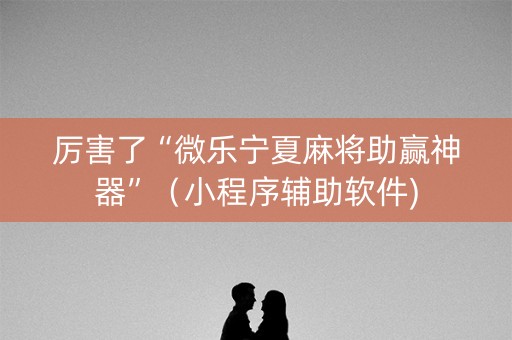 厉害了“微乐宁夏麻将助赢神器”（小程序辅助软件)
