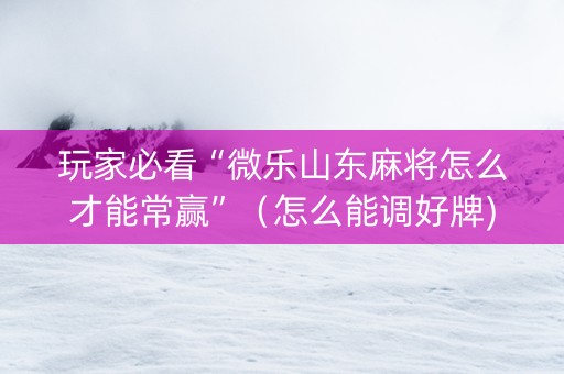 玩家必看“微乐山东麻将怎么才能常赢”（怎么能调好牌)