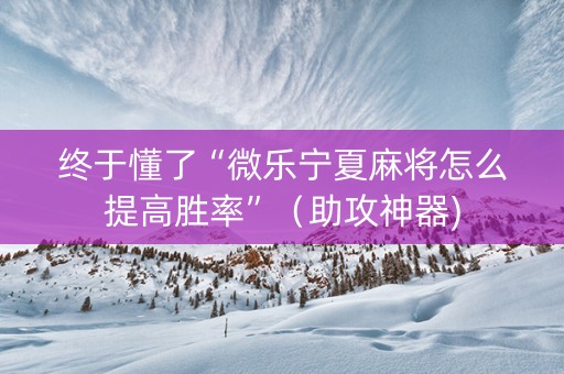 终于懂了“微乐宁夏麻将怎么提高胜率”（助攻神器)