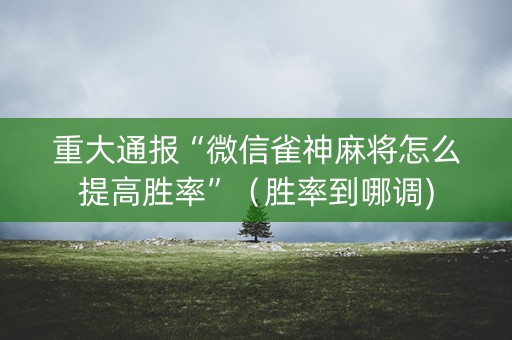 重大通报“微信雀神麻将怎么提高胜率”（胜率到哪调)